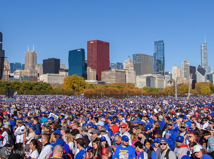 Chicago Skyline With Cubs World Series T-Shirt by Panoramic Images