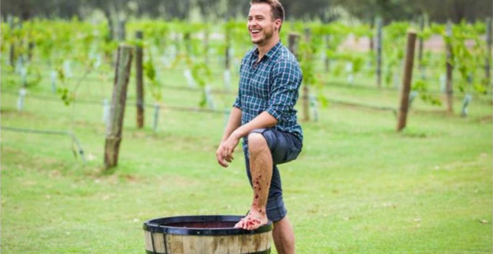 Grape stomping Hunter Valley