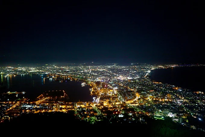 nhật bản về đêm nhìn từ núi hakodate