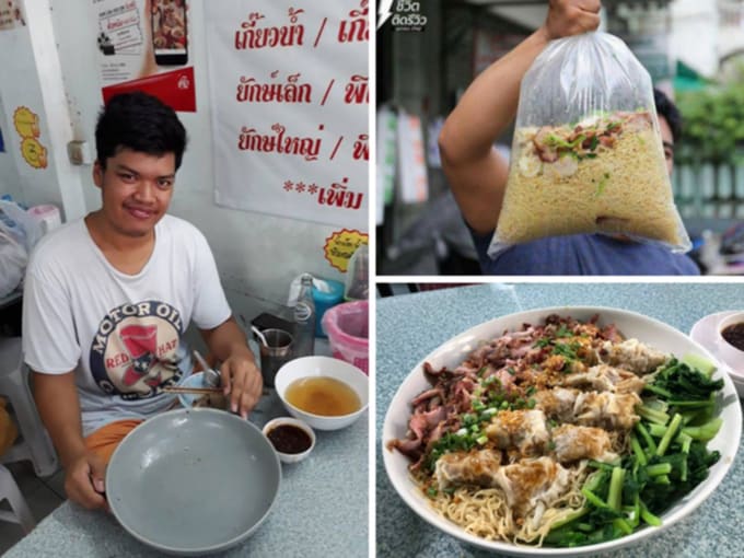 Giant wanton noodles in Bangkok