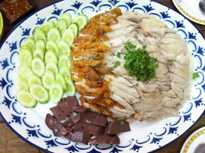 close-up of giant chicken rice in bangkok