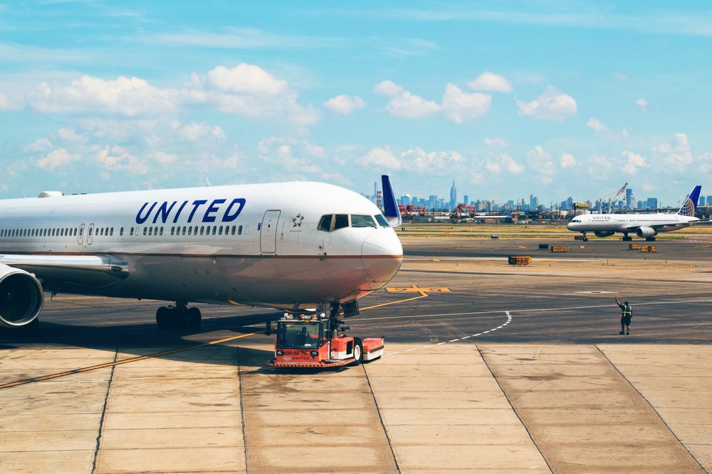 United Airlines plane at Newark Airport
