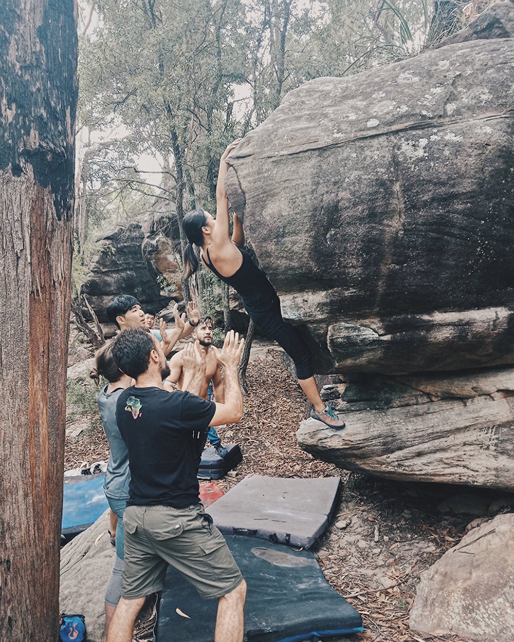 The Frontline is a great place to learn bouldering outdoors and how to spot properly