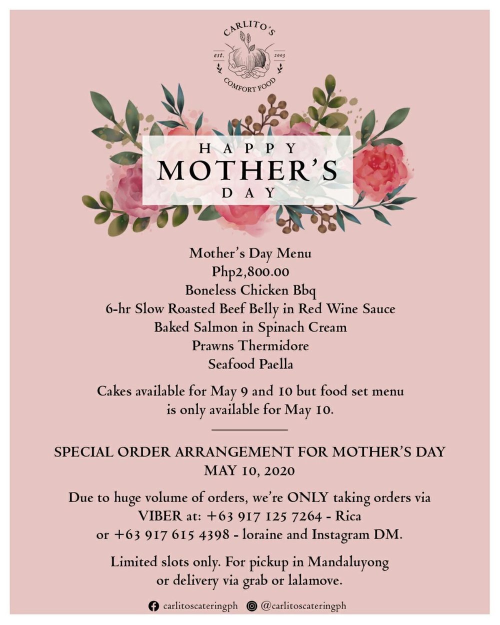 Treat Mom To A Delicious Mother's Day Meal and Order These Special Meal ...