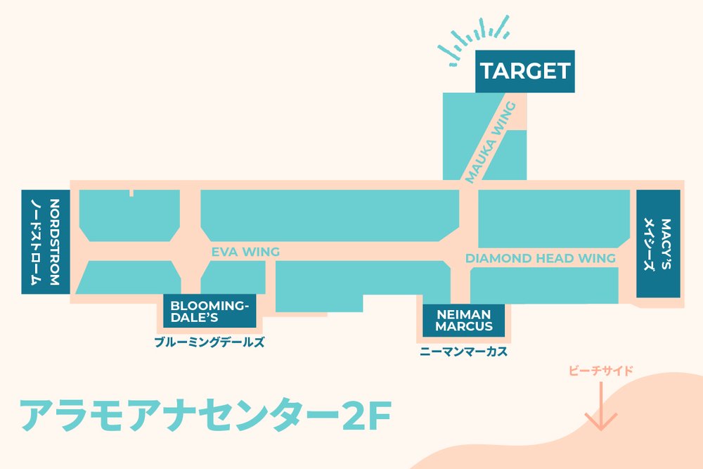 ハワイアラモアナセンター二階マップ