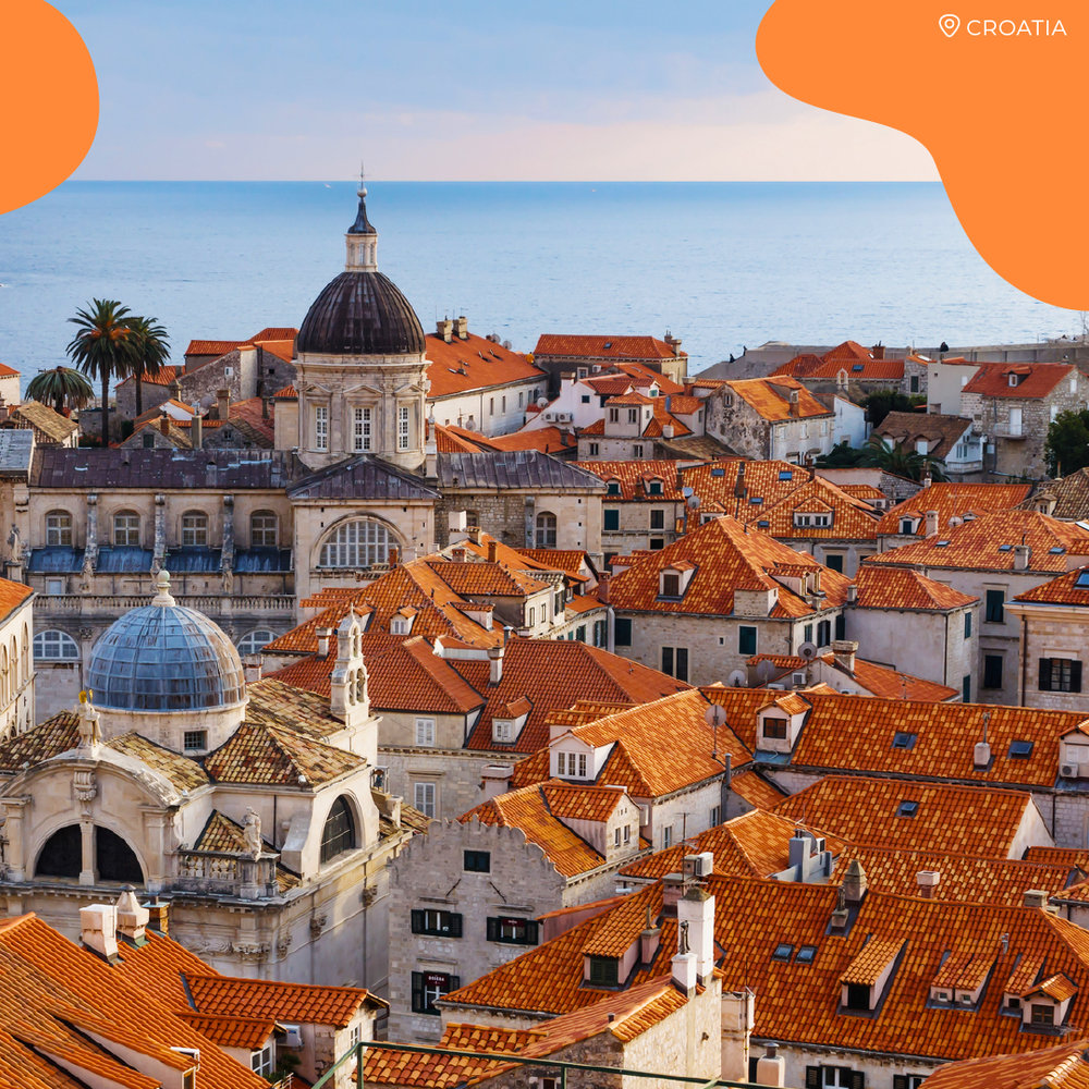 クロアチア、ドブロブニク、オレンジ色の町