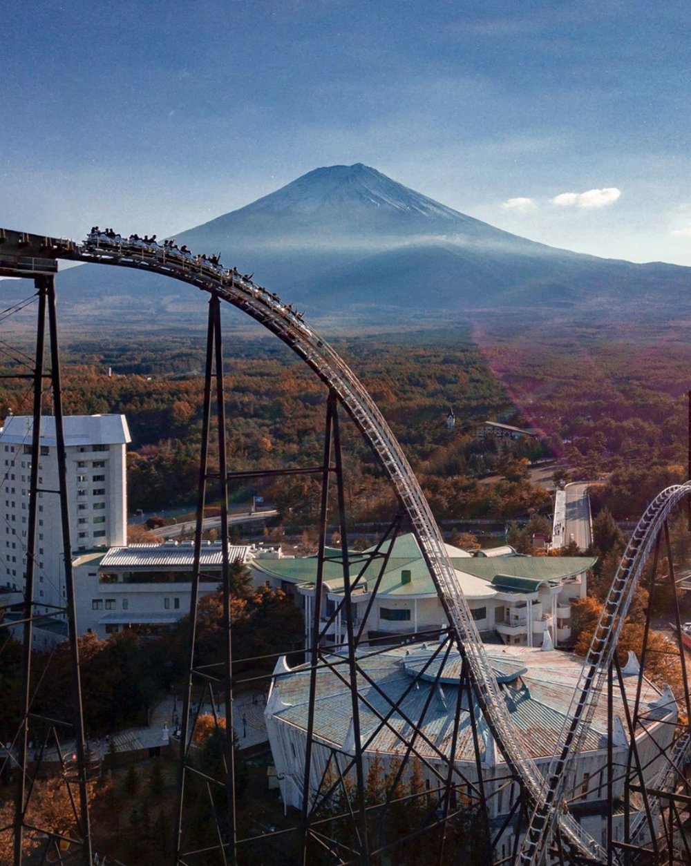 fuji q highland roller coaster mount fuji view japan