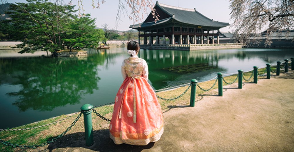 hanbok lady girl woman river water culture costume