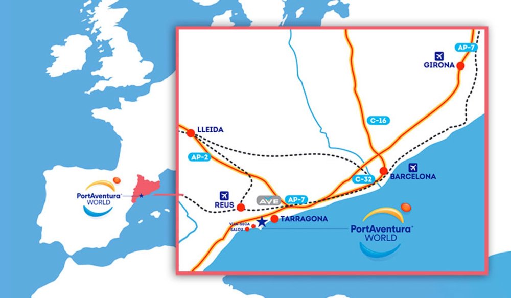 Map of location for PortAventura World