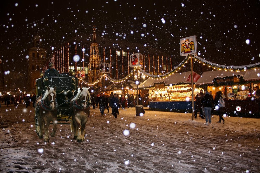 berlin christmas germany winter market snow horse 