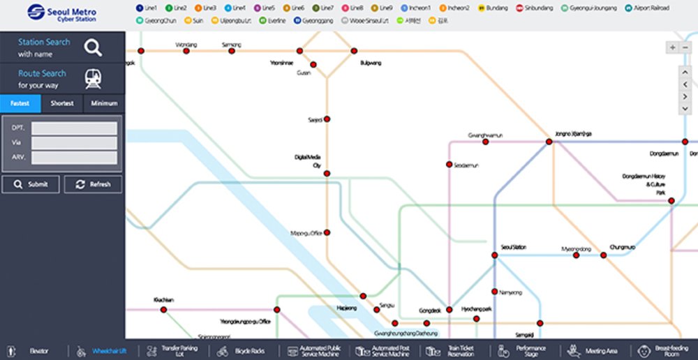 seoul subway map cyber wheelchair lift