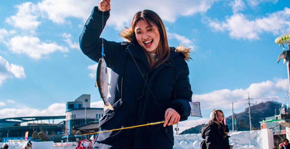 Pyeongchang Trout Festival ice fishing