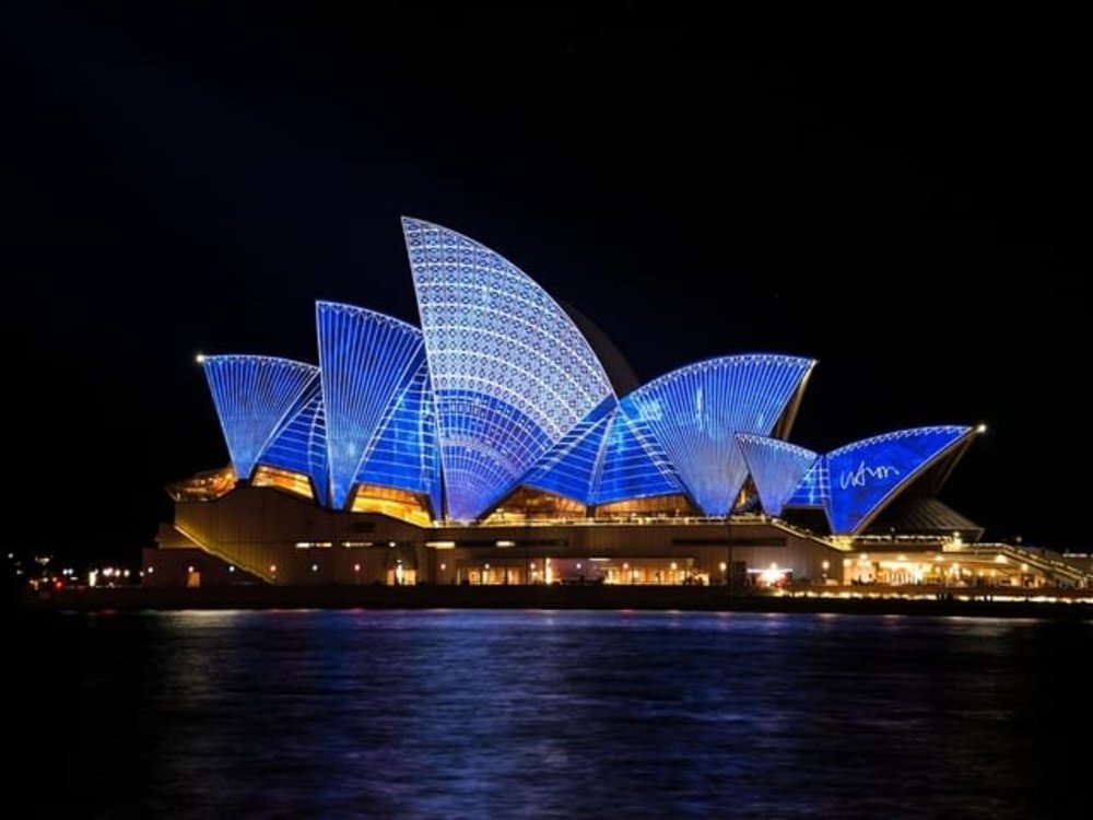 australia sydney harbour night light illuminate