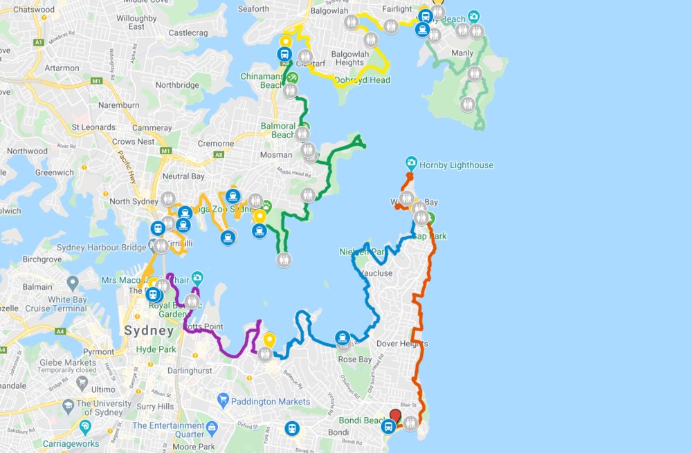 bondi to manly map