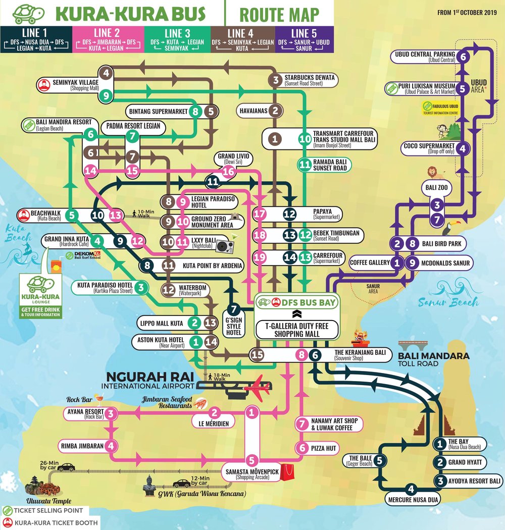 Kura Kura Bus Bali Map