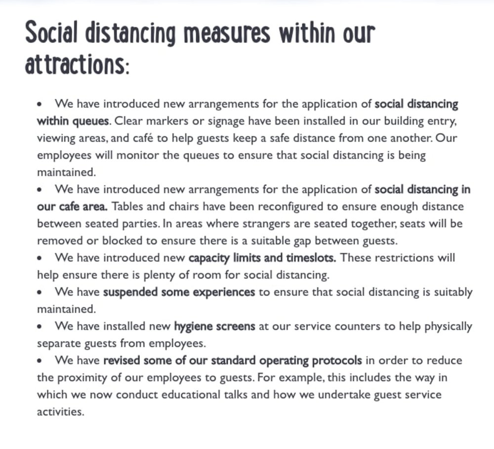 Social Distancing Measures at Merlin Attractions