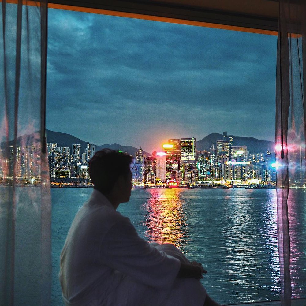 海景嘉福洲際酒店客房落地玻璃窗