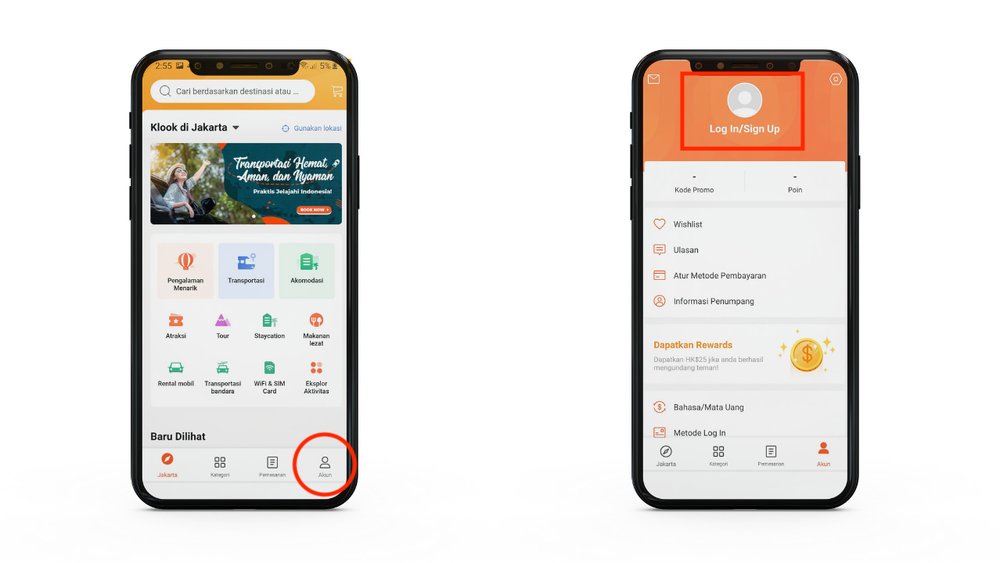 Halaman Depan dan Login Klook