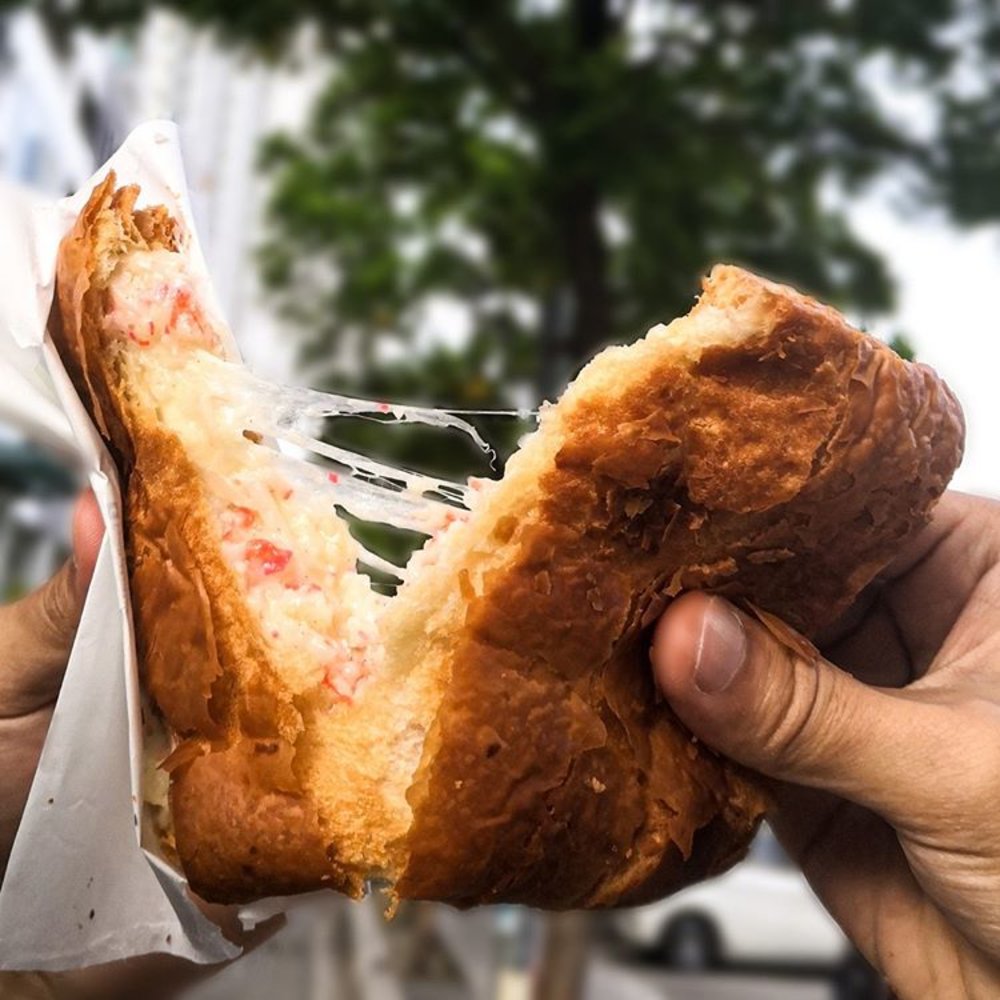 familymart food cheesy snow crab croissant