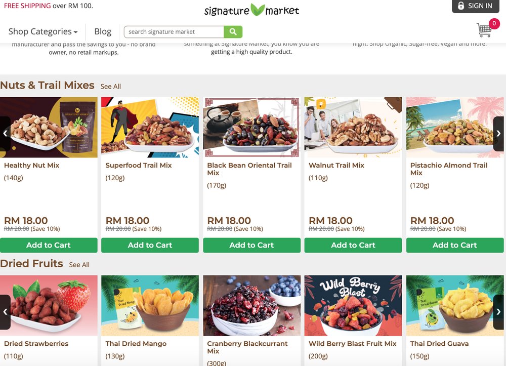 signature market online grocery delivery healthy snacks