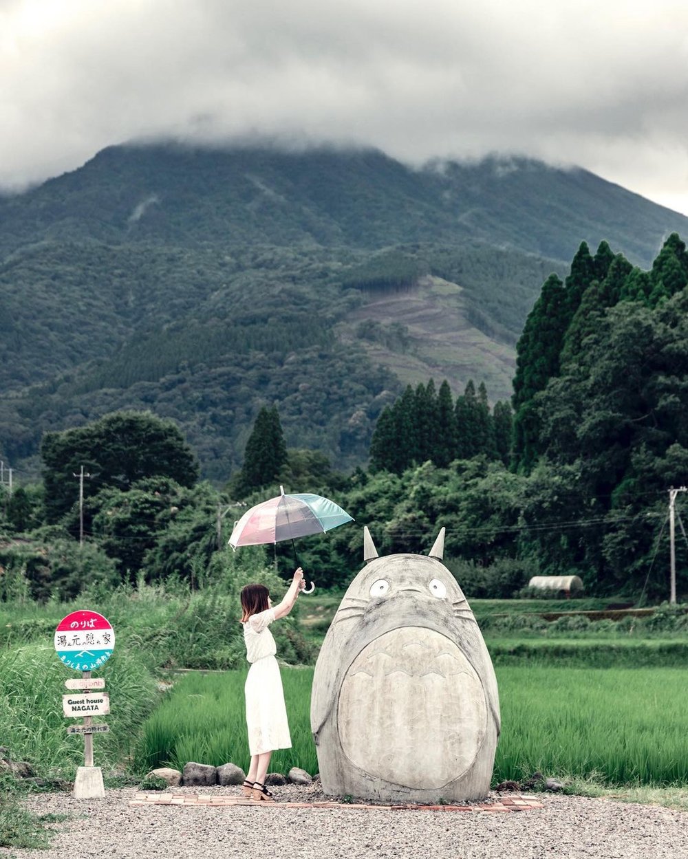 totoro bus stop japan statue