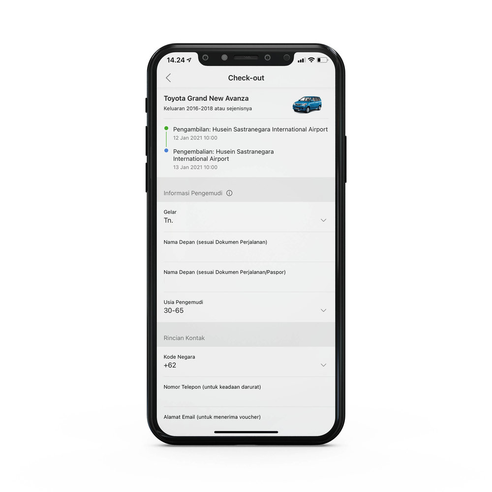 Rental Mobil Bandung Klook - Halaman Checkout