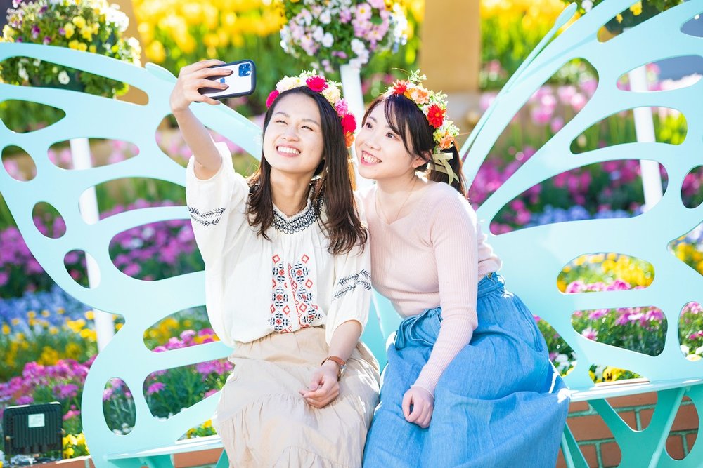 花の広場のベンチ