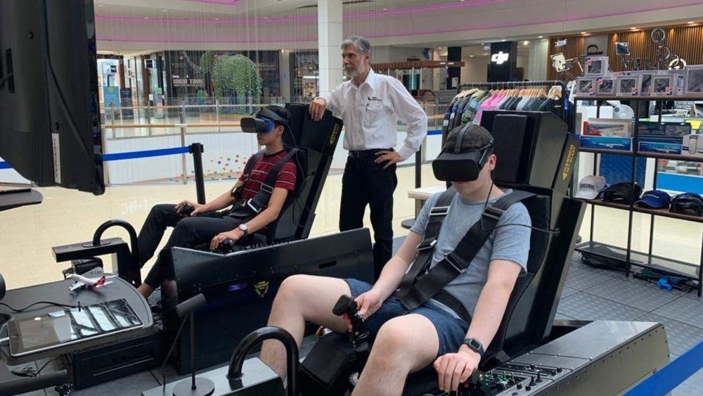 lying the F/A-18 Military Jet at the Sydney Virtual Reality Military Jet Experience