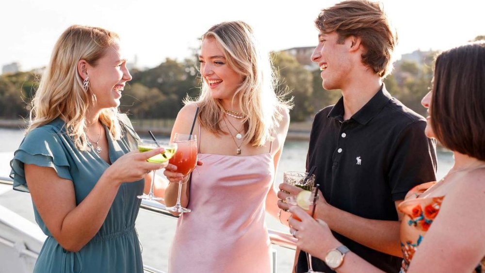 Enjoying the food and cocktails aboard the Sydney 2000 on the Sydney Harbour Bar Cruise