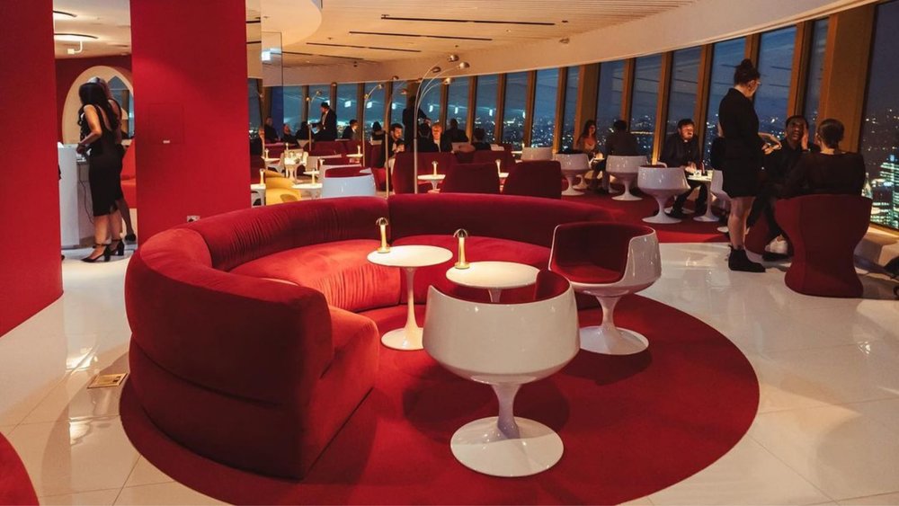 Bar 83’s luxurious interior complements the city view. Image credits: @bar83sydneytower on Instagram