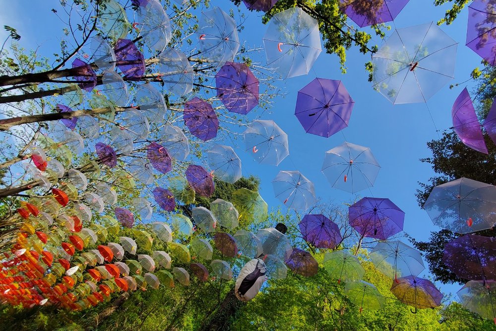 ムーミンバレーパーク アンブレラスカイ 紫色