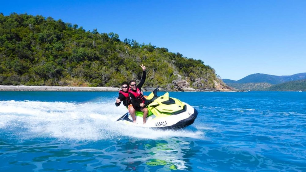 Great fun awaits you in these fast Sea-Doo skis at Airlie Beach! Credits: @whitsundayjetskitours