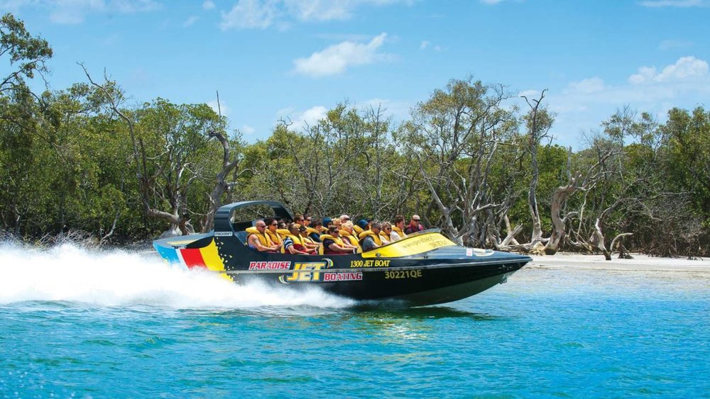 Ride a jet boat and zoom on the waters of Main Beach with the whole fam