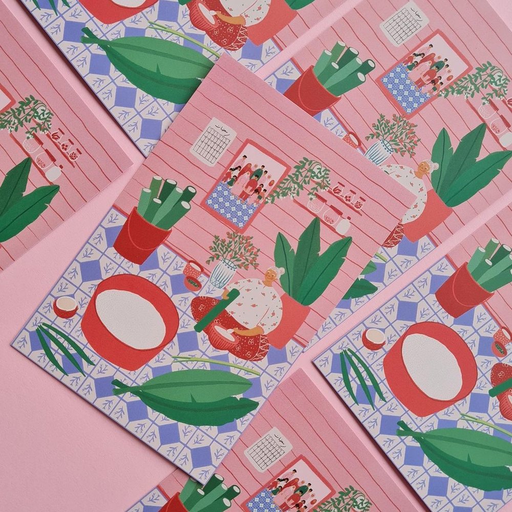 Bunga Dan Bintang Raya Postcard support Malaysian artists and local artwork