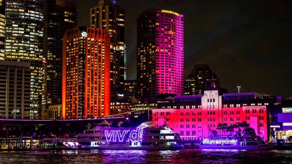Have an incomparable view of the Vivid Sydney Lights Festival with this cruise! Image credits: @vividsydney on Instagram