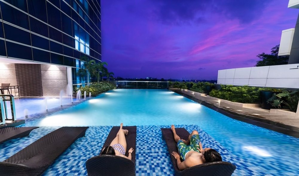 nighttime swim at savoy mactan newtown