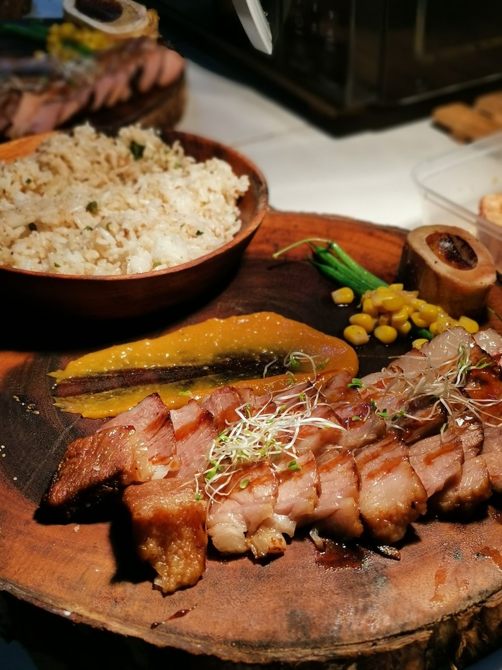 pork dish with rice from quezon city restaurant garlic cafe