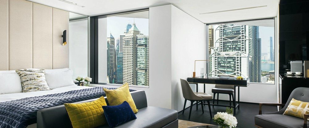 bedroom with city view at murray hong kong