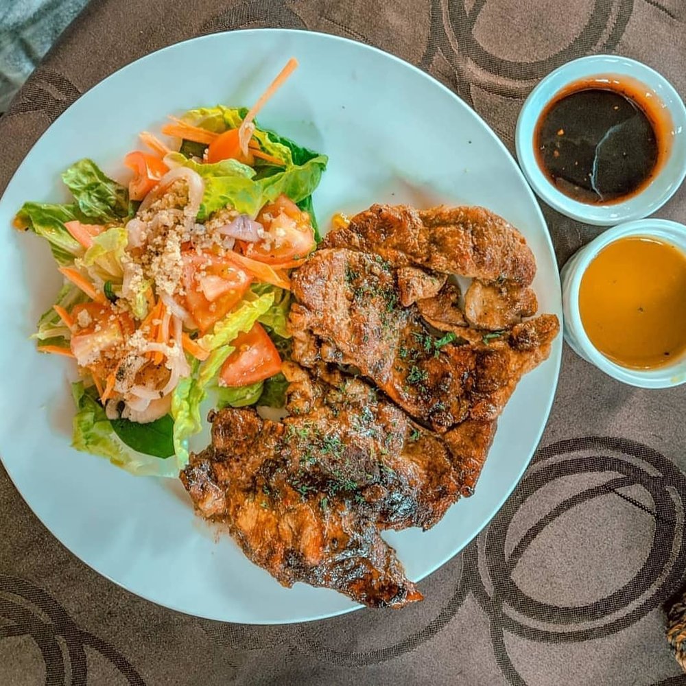 Peppered Pork Steak with Sally's Garden Salad