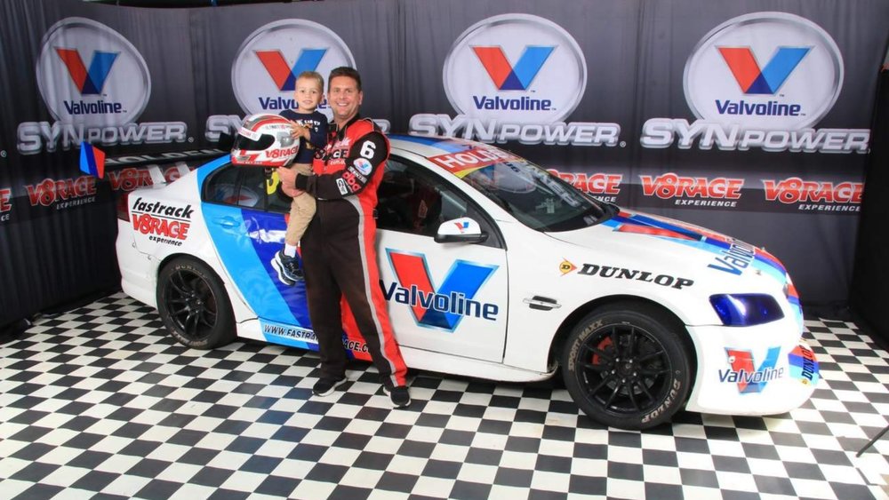 Make sure to take pics with dad in his racer attire!