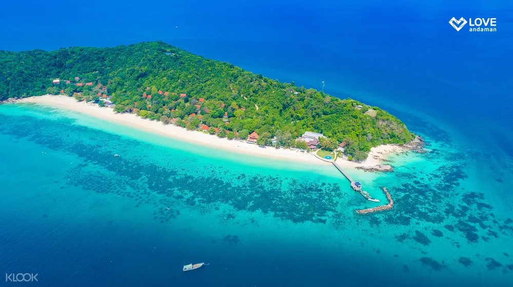aerial view of a tropical island