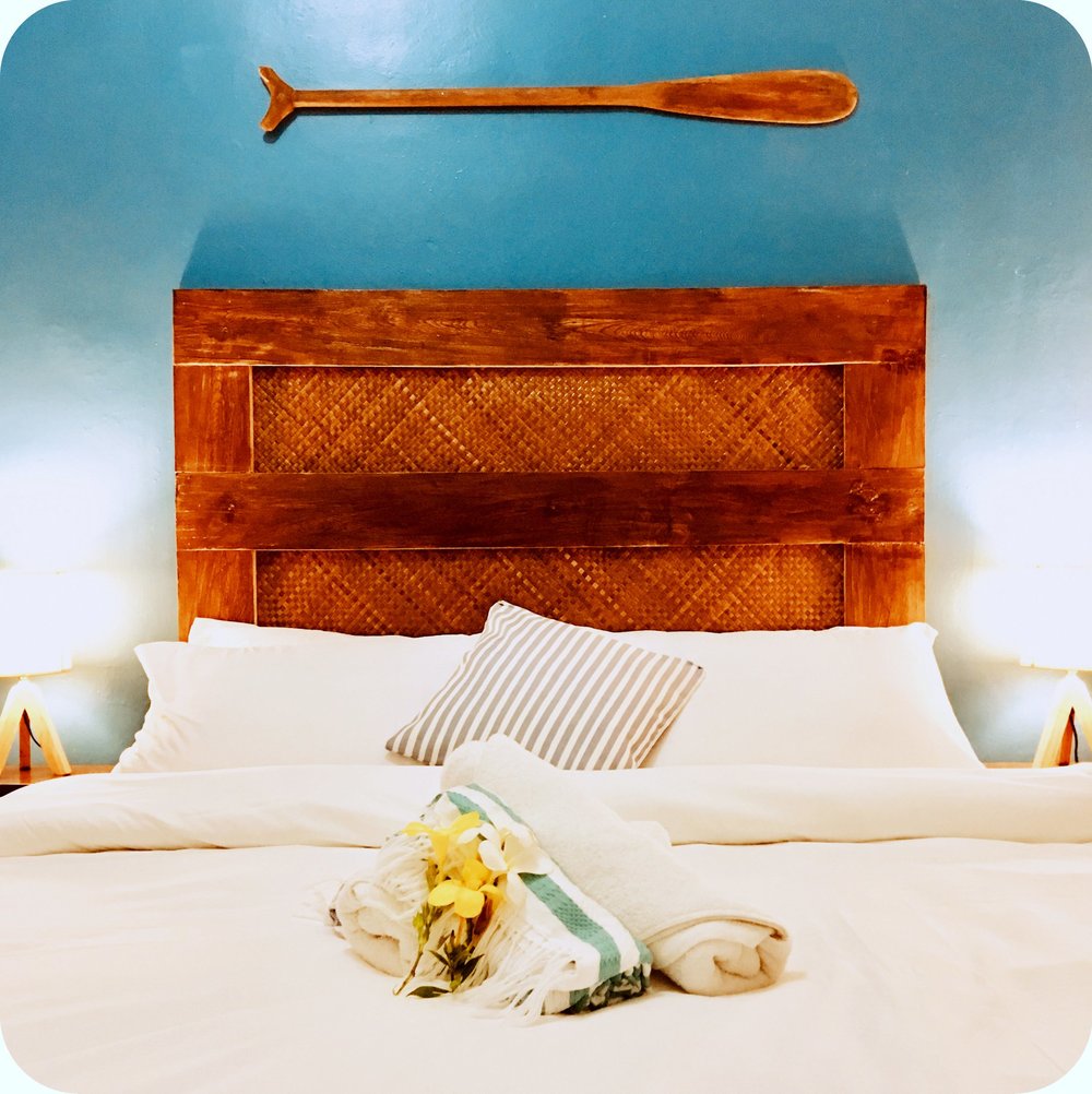 blue wall bedroom at bai balai villa boracay