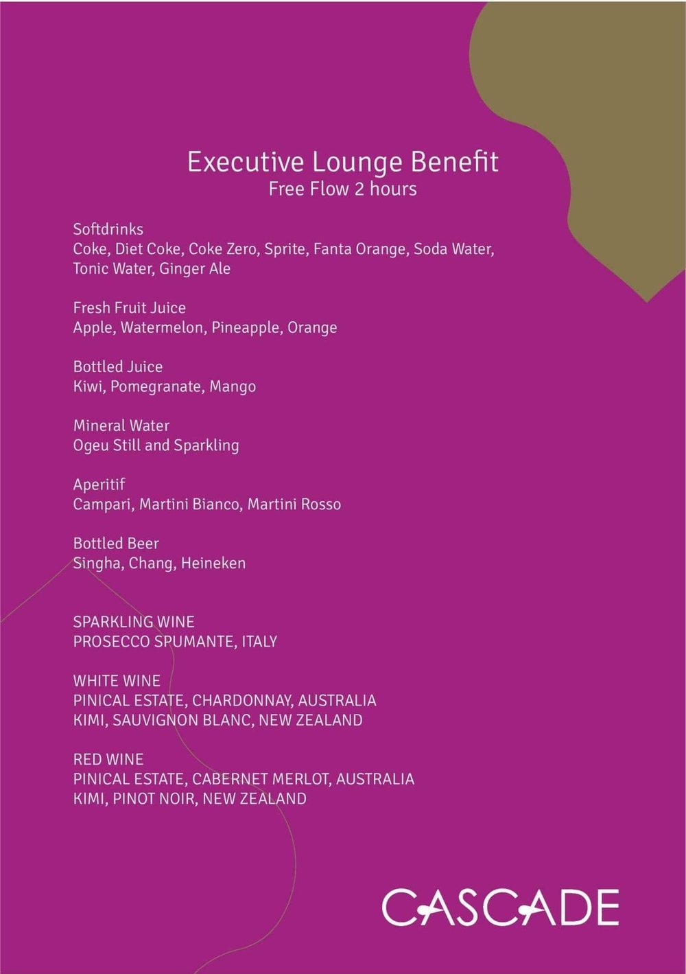 Amari Watergate drink freeflow menu1