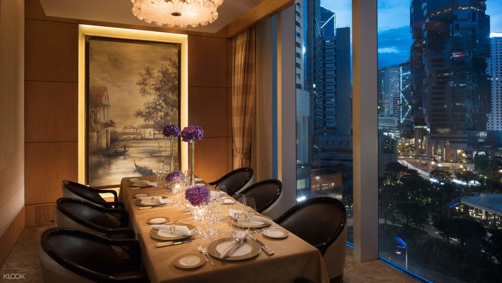 private dining area at nicholini's conrad hong kong overlooking city