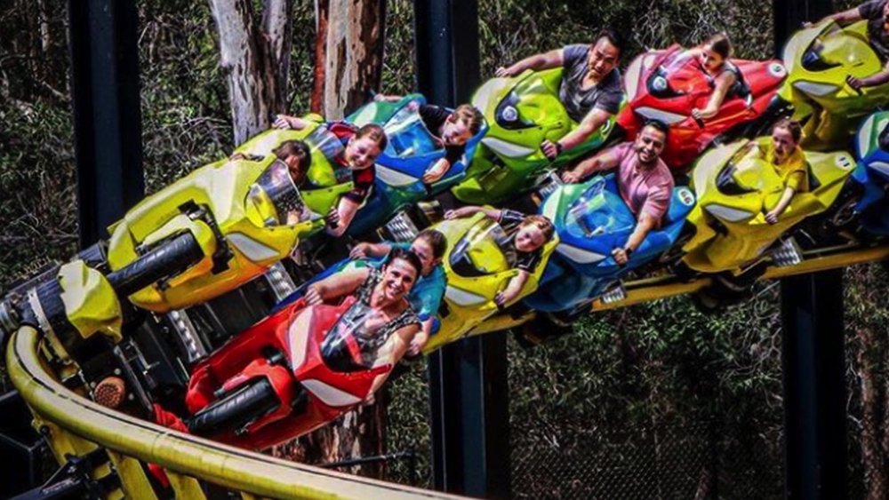 Get an adrenaline rush when you ride Mick Doohan's Motocoaster. Image credits: @auscoasters_ on Instagram