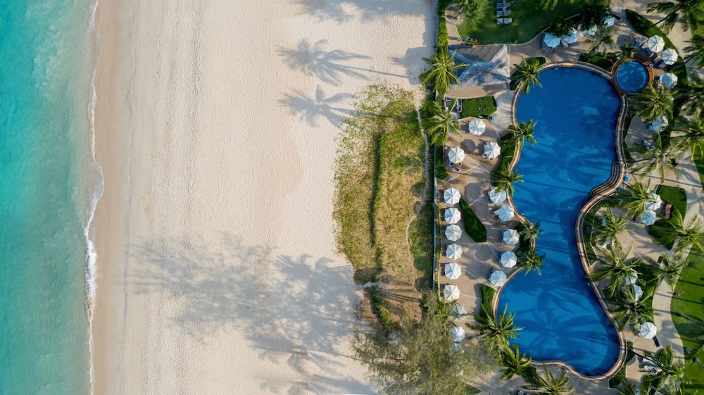 katathani aerial view pool beach