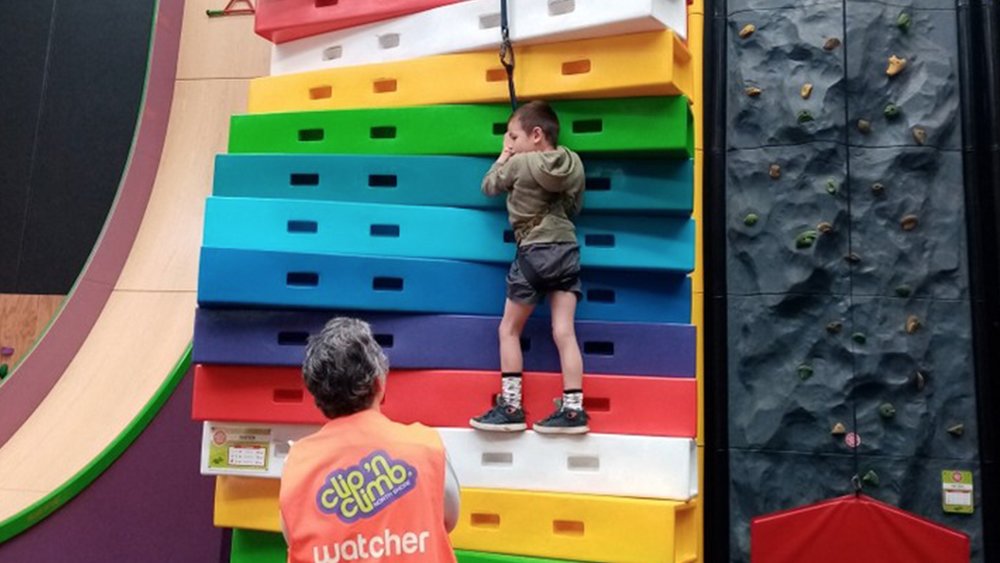 Kids will enjoy doing the challenges safely at Clip ‘n Climb. Credit: @clipnclimbnorthshore on Instagram