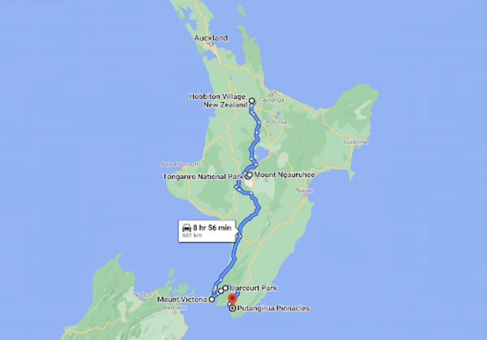 Lord of the Rings filming locations map in North Island