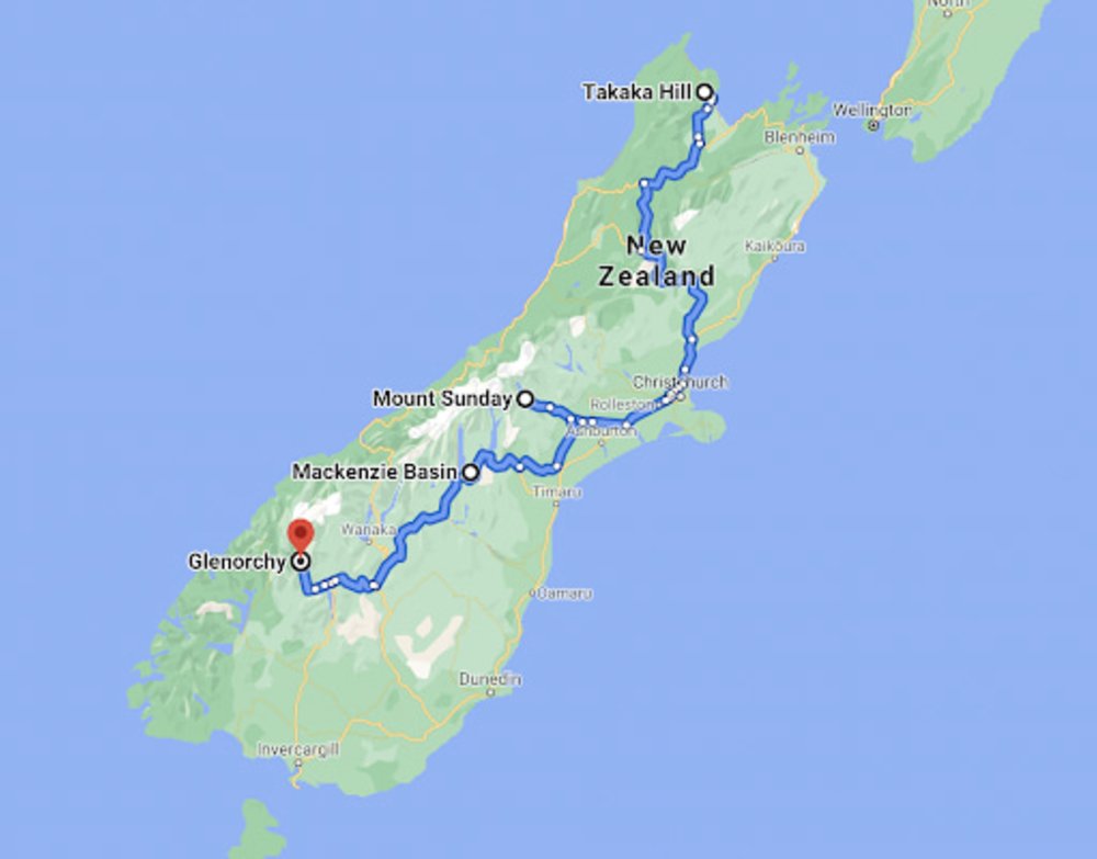  Lord of the Rings filming location map for South Island