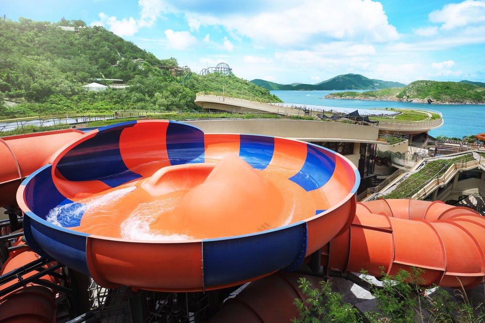 a view from one of the slides in ocean park hong kong's water world